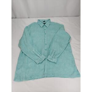 Weekender 100% Linen Coastal Beachy Men's Luau Edition Teal Aqua Shirt 2XL